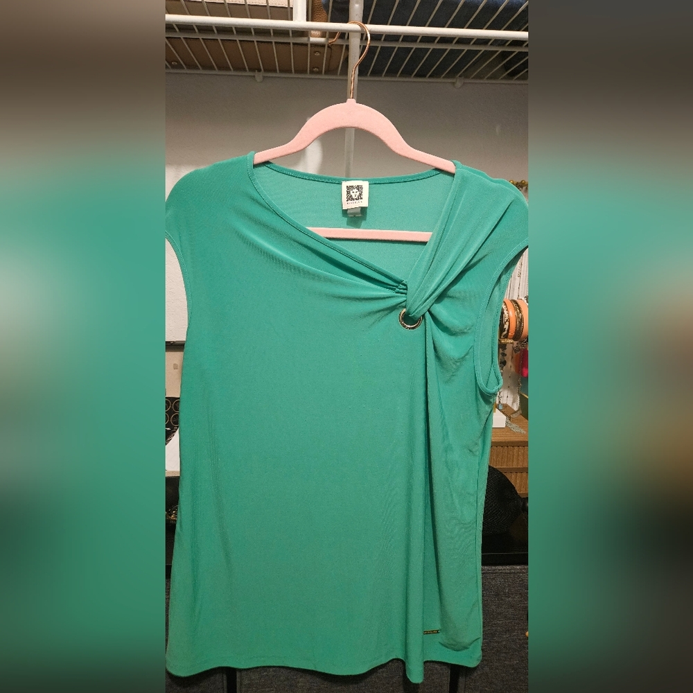 Anne Klein Green Blouse with Ring Detail